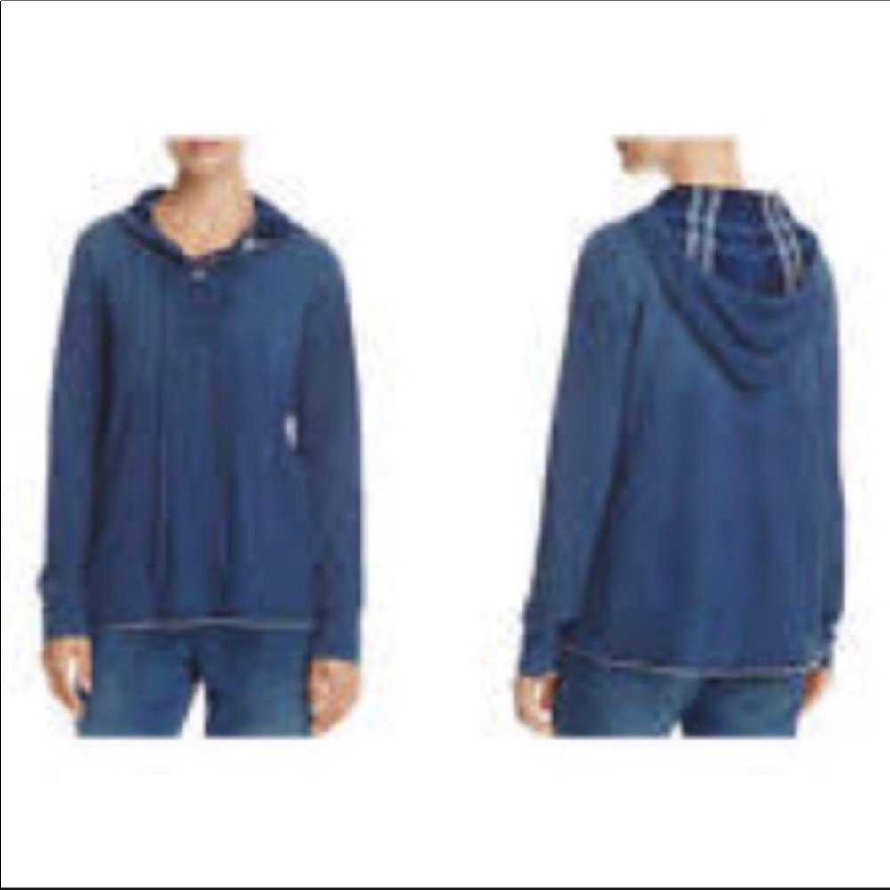 {Cloth & Stone}Navy Lace Up Hoodie Sweatshirt